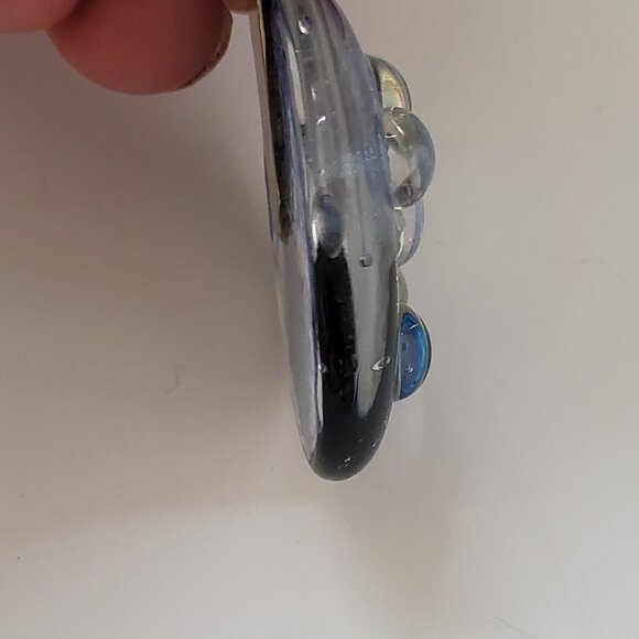 Artist Signed Modernist Metallic Infused Glass Pendant Handmade Baubles Shimmer - Picture 6 of 6